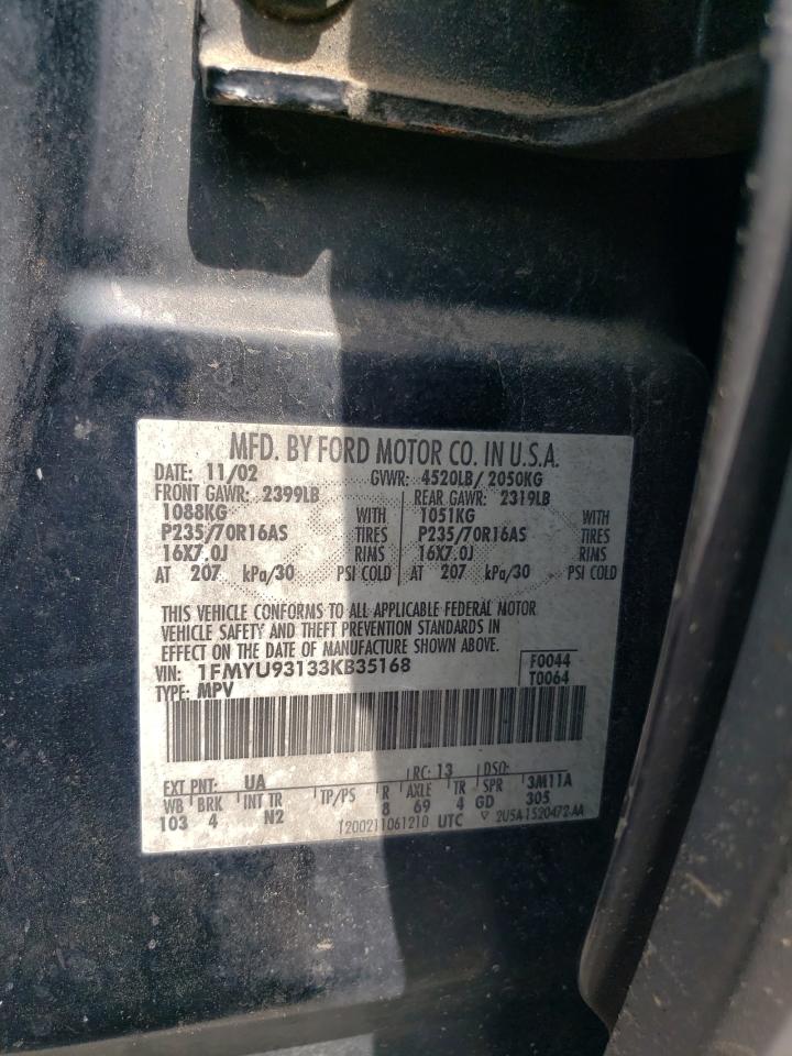 2003 Ford Escape Xlt VIN: 1FMYU93133KB35168 Lot: 57303335