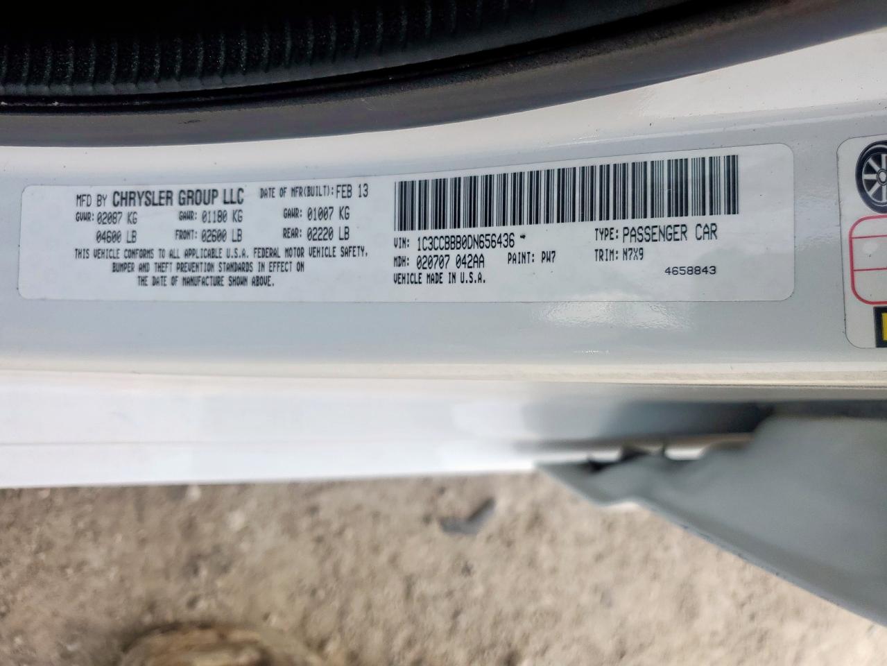 2013 Chrysler 200 Touring VIN: 1C3CCBBB0DN656436 Lot: 56767355