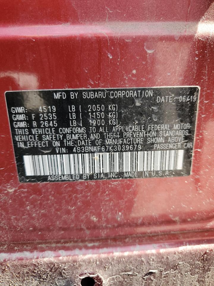 2019 Subaru Legacy 2.5I Premium VIN: 4S3BNAF67K3039679 Lot: 56775605
