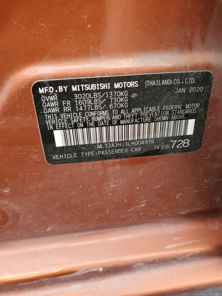 2020 Mitsubishi Mirage Es VIN: ML32A3HJ3LH004976 Lot: 56620985