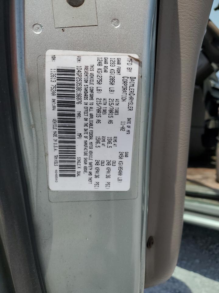 2003 Dodge Caravan Se VIN: 1D4GP25353B196876 Lot: 58786395