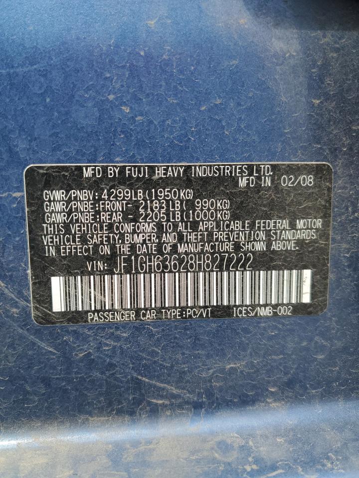 2008 Subaru Impreza Outback Sport VIN: JF1GH63628H827222 Lot: 57311825