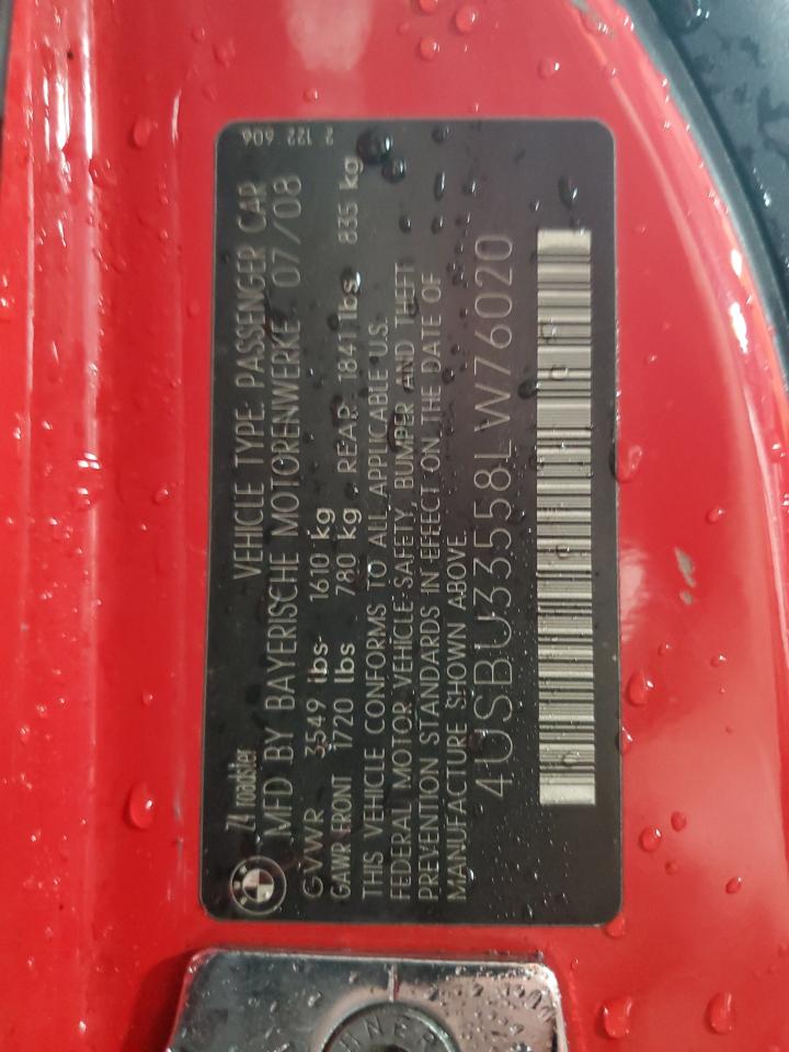 2008 BMW Z4 3.0 VIN: 4USBU33558LW76020 Lot: 56842945