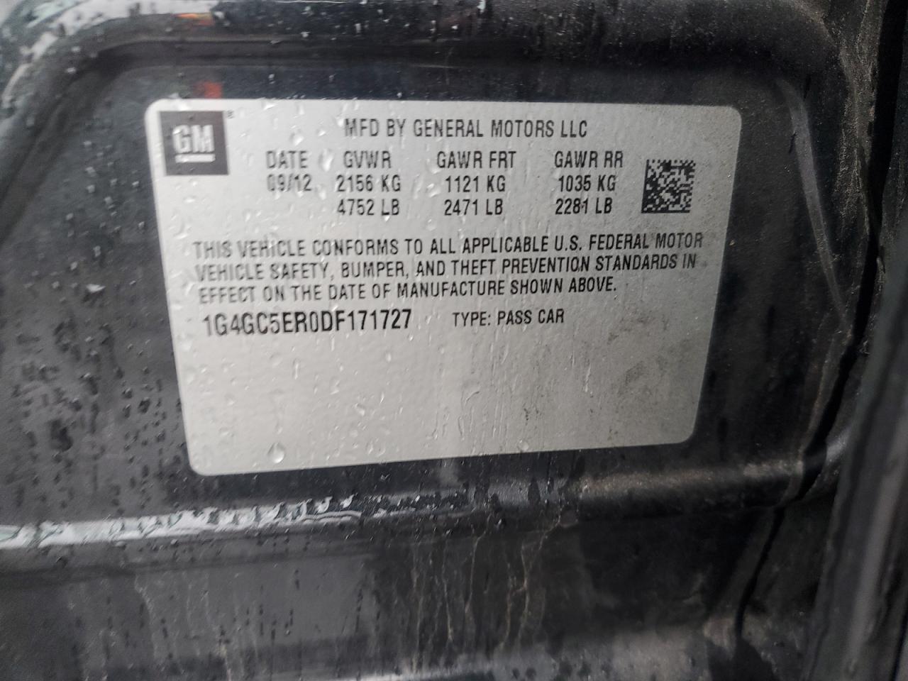 2013 Buick Lacrosse VIN: 1G4GC5ER0DF171727 Lot: 55954375