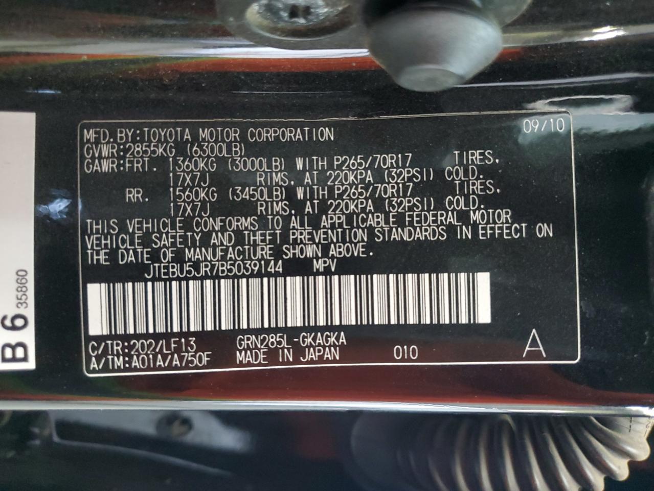 2011 Toyota 4Runner Sr5 VIN: JTEBU5JR7B5039144 Lot: 55885955