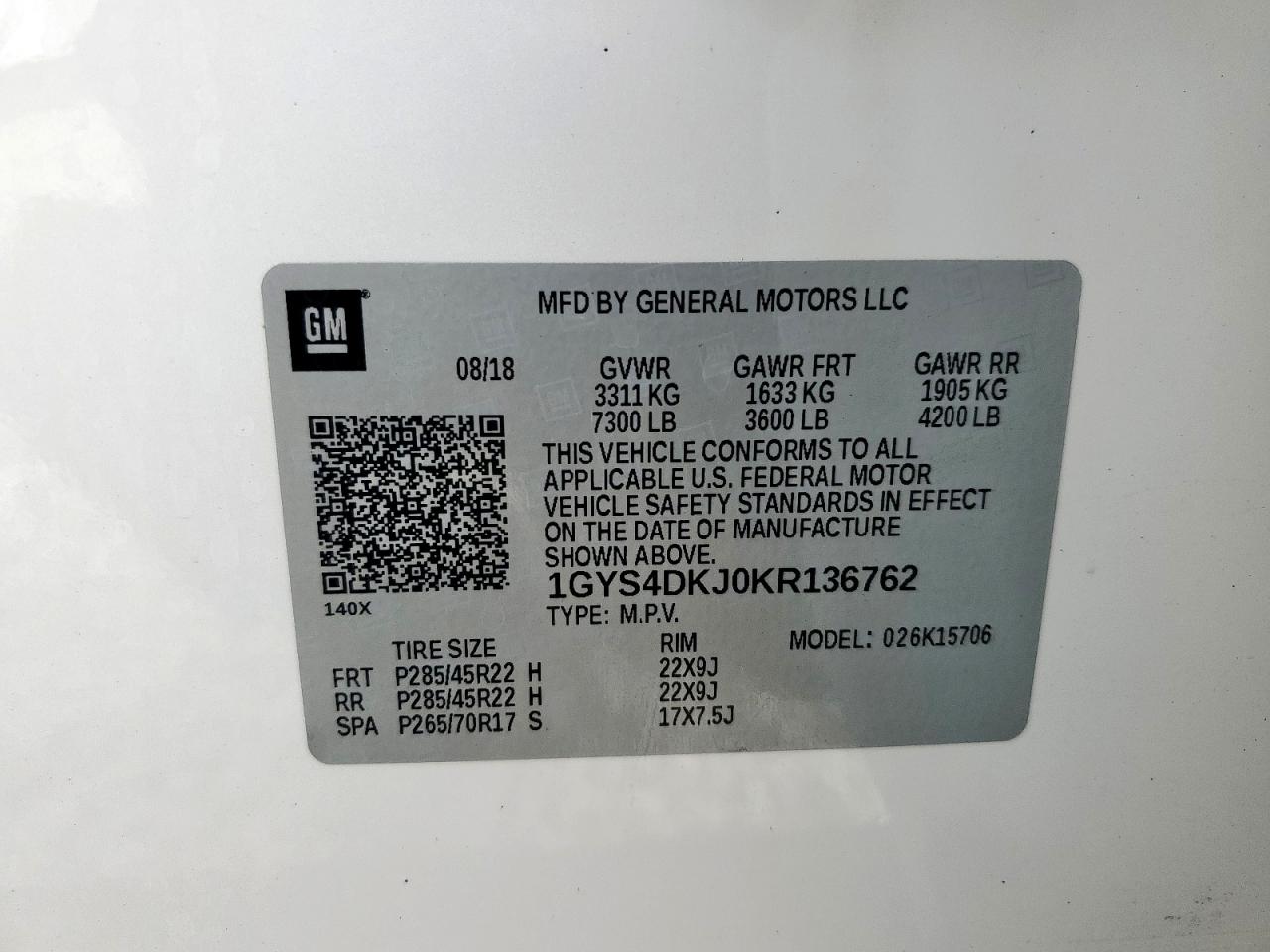2019 Cadillac Escalade Platinum VIN: 1GYS4DKJ0KR136762 Lot: 56738215