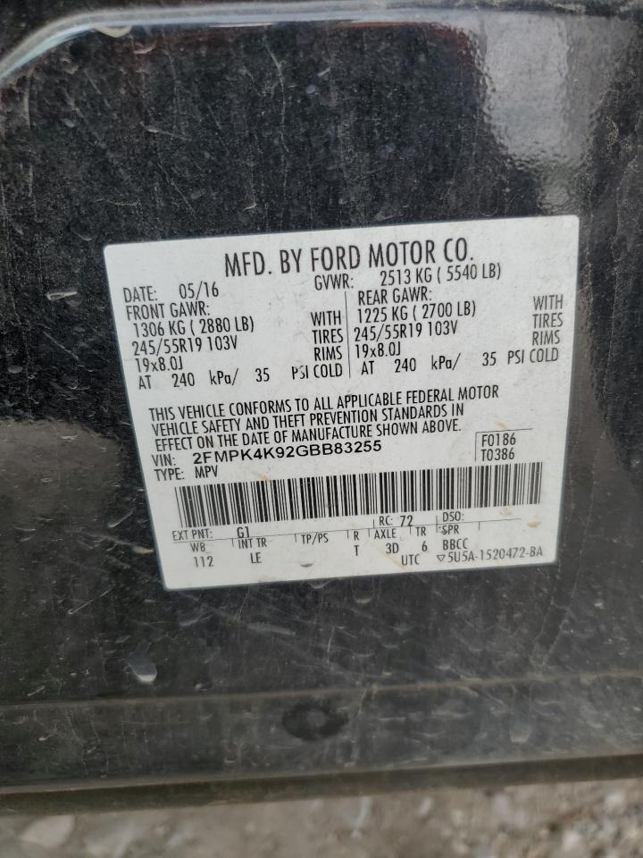 2016 Ford Edge Titanium VIN: 2FMPK4K92GBB83255 Lot: 56978225