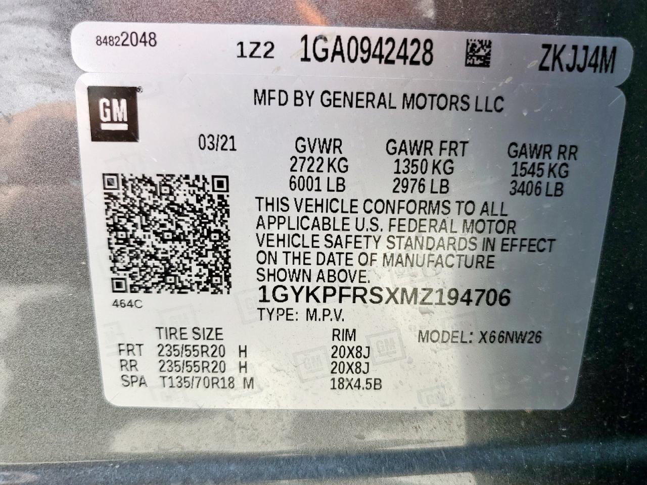 2021 Cadillac Xt6 Platinum Premium Luxury VIN: 1GYKPFRSXMZ194706 Lot: 56858655