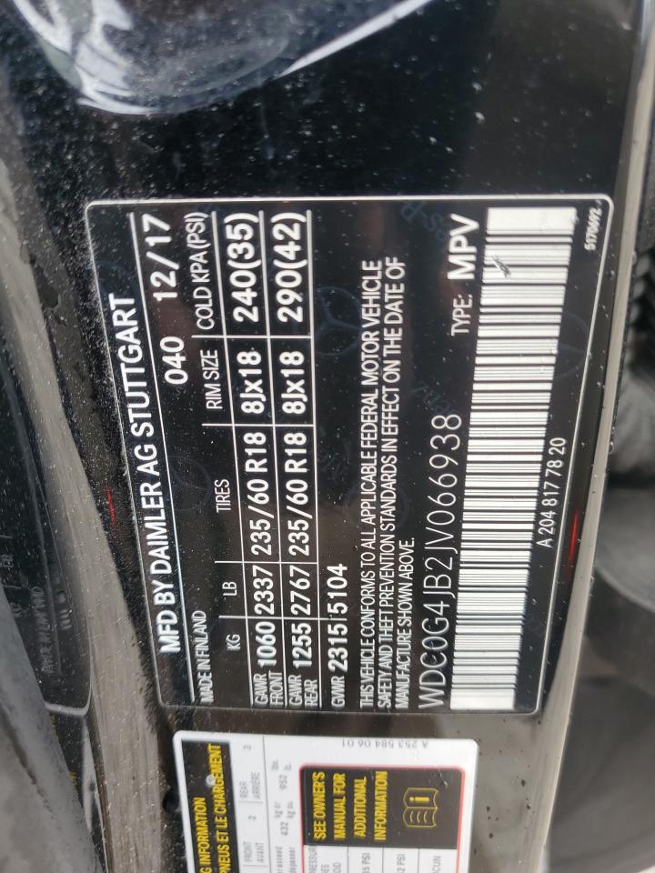 2018 Mercedes-Benz Glc 300 VIN: WDC0G4JB2JV066938 Lot: 56645915