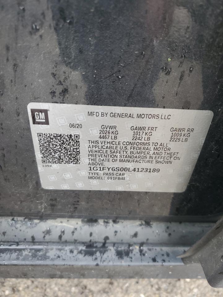 2020 Chevrolet Bolt Ev Lt VIN: 1G1FY6S00L4123189 Lot: 56415295