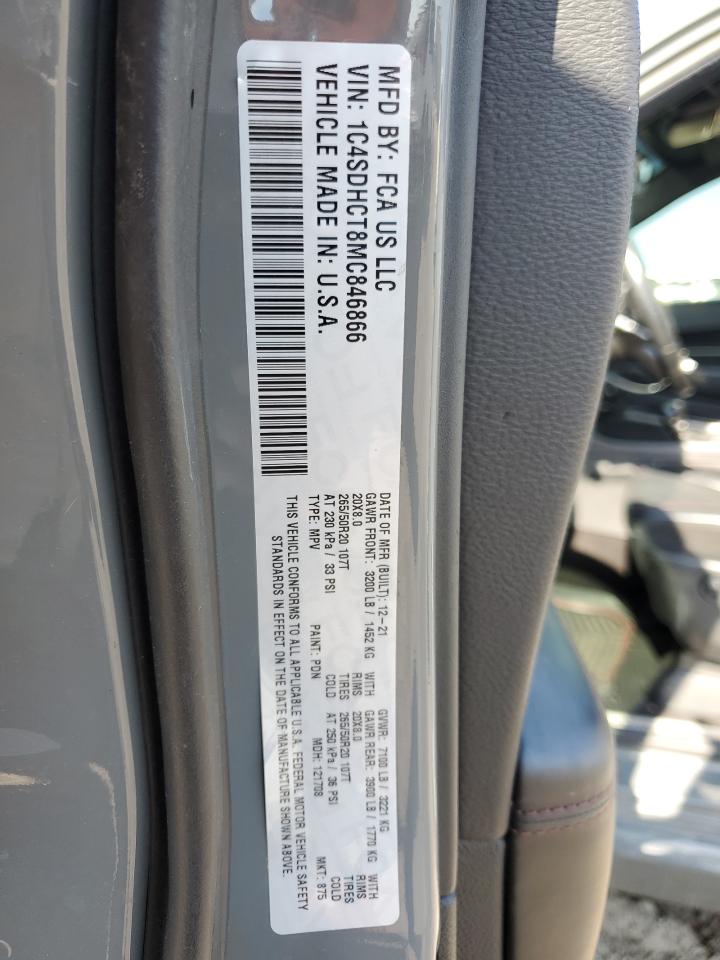 2021 Dodge Durango R/T VIN: 1C4SDHCT8MC846866 Lot: 56850255
