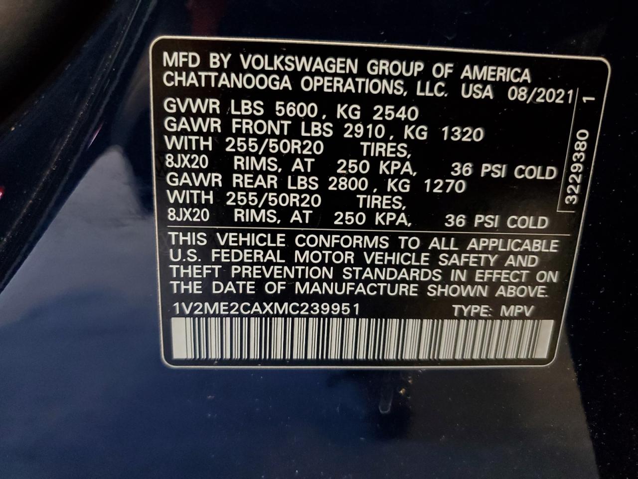 2021 Volkswagen Atlas Cross Sport Se VIN: 1V2ME2CAXMC239951 Lot: 57792765