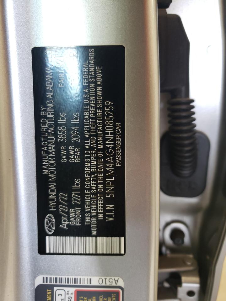 2022 Hyundai Elantra Sel VIN: 5NPLM4AG4NH085259 Lot: 58319465