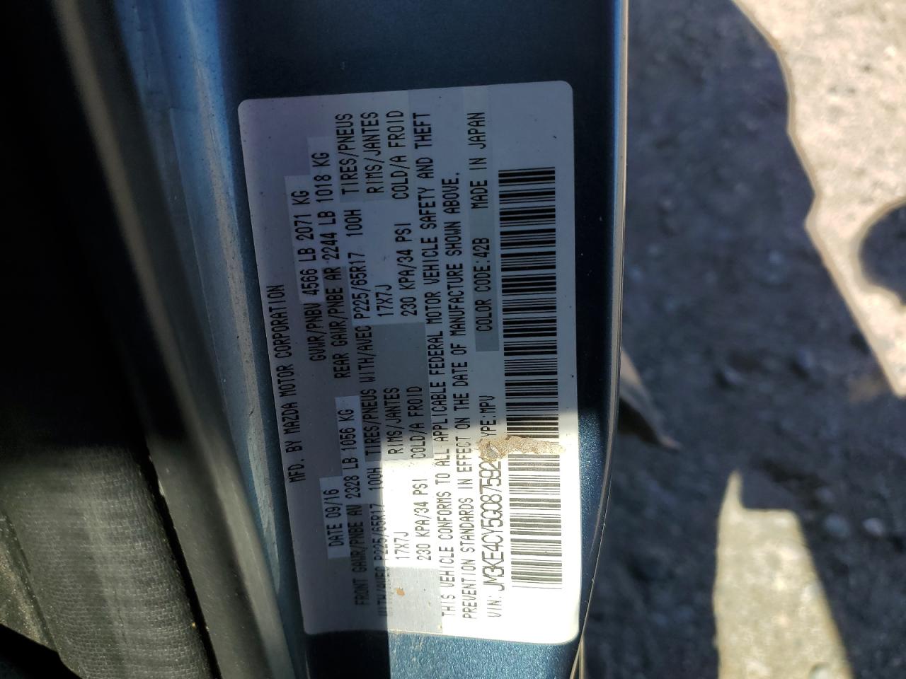 2016 Mazda Cx-5 Touring VIN: JM3KE4CY5G0875921 Lot: 56760755