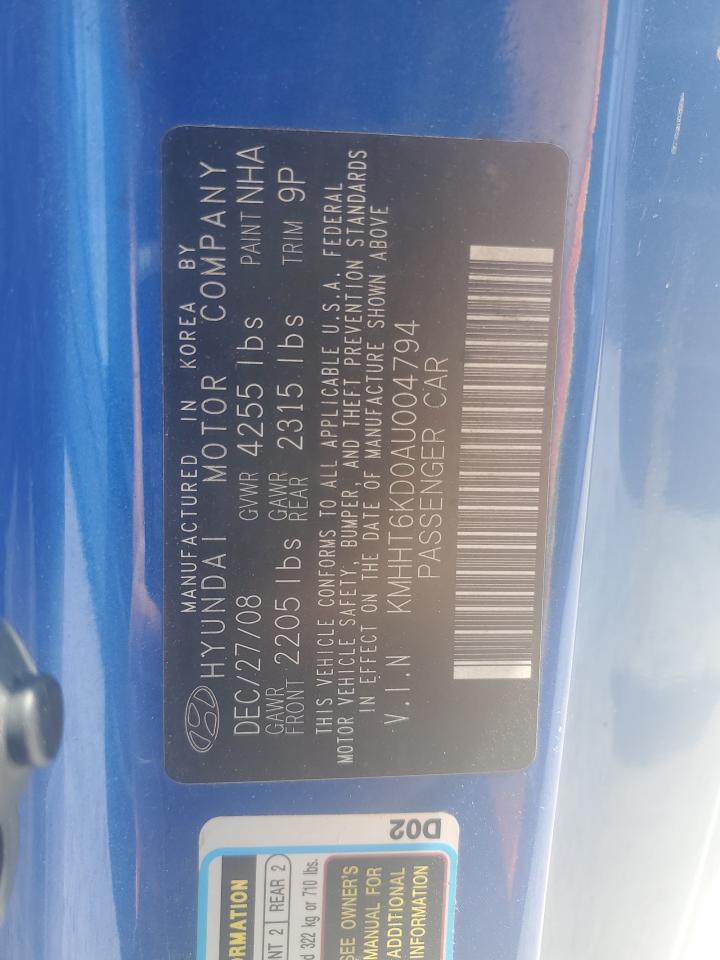 2010 Hyundai Genesis Coupe 2.0T VIN: KMHHT6KD0AU004794 Lot: 56877905