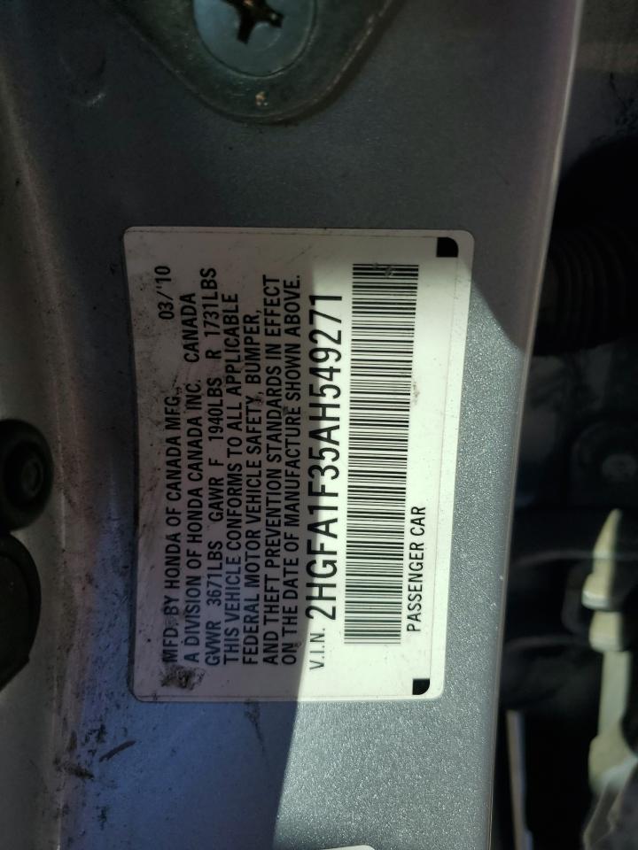 2010 Honda Civic Vp VIN: 2HGFA1F35AH549271 Lot: 56406745
