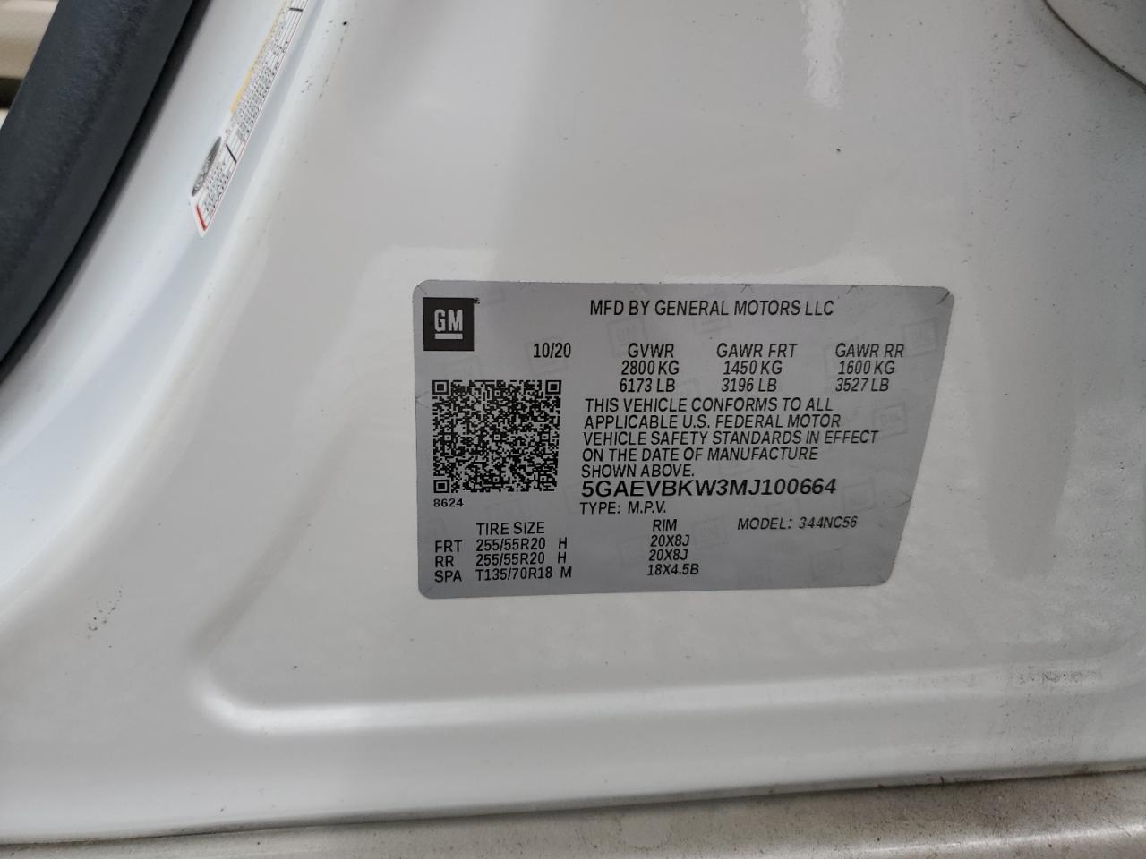 2021 Buick Enclave Premium VIN: 5GAEVBKW3MJ100664 Lot: 57045845