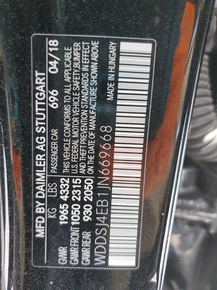 2018 Mercedes-Benz Cla 250 VIN: WDDSJ4EB1JN669668 Lot: 56406265