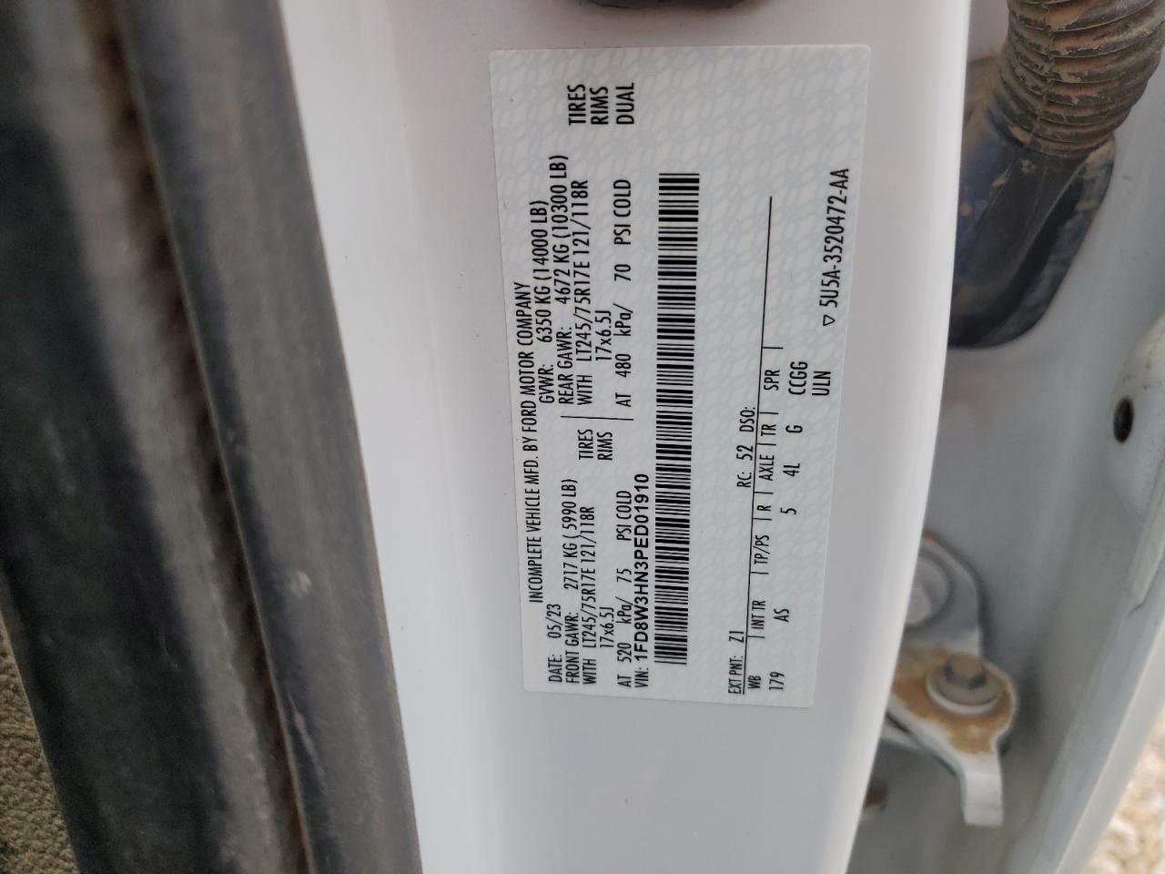 2023 Ford F350 Super Duty VIN: 1FD8W3HN3PED01910 Lot: 56118265