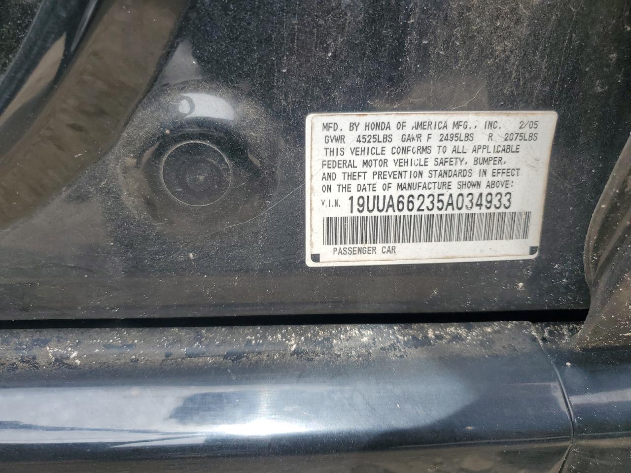 2005 Acura Tl VIN: 19UUA66235A034933 Lot: 53991415