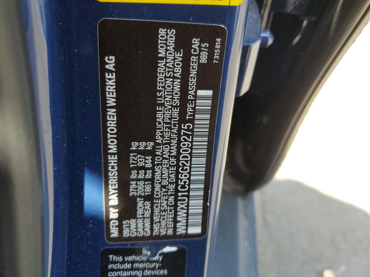 2016 Mini Cooper VIN: WMWXU1C56G2D09275 Lot: 58761685