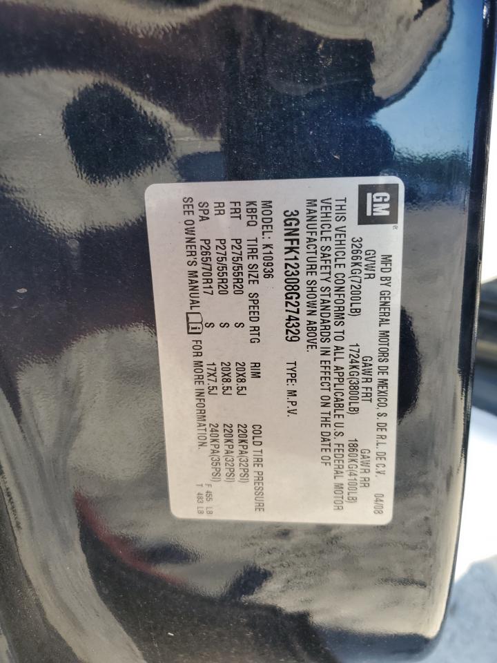2008 Chevrolet Avalanche K1500 VIN: 3GNFK12308G274329 Lot: 56370895