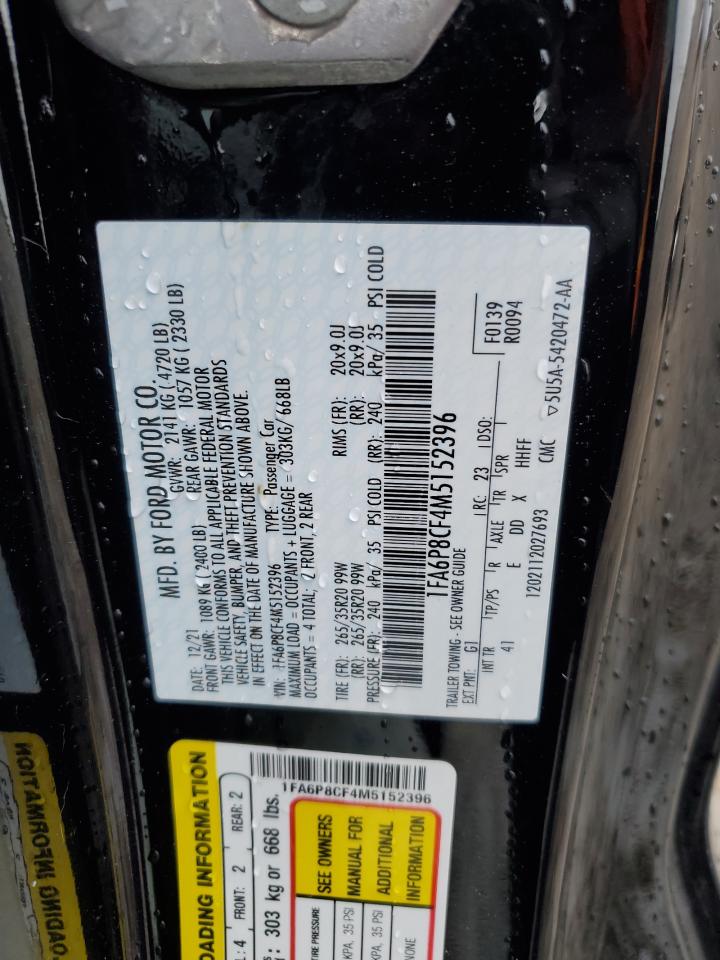 2021 Ford Mustang Gt VIN: 1FA6P8CF4M5152396 Lot: 56906195