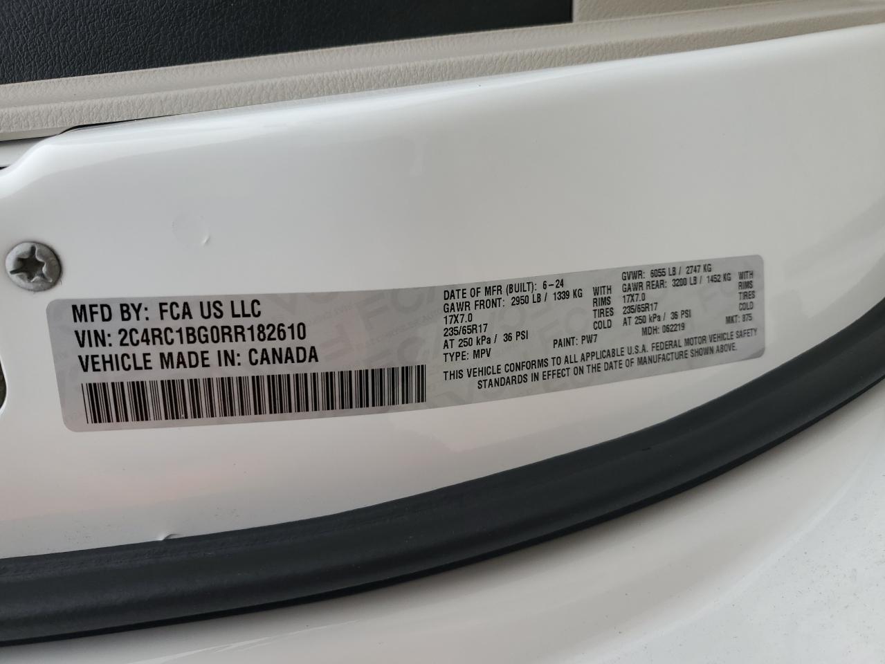 2024 Chrysler Pacifica Touring L VIN: 2C4RC1BG0RR182610 Lot: 56693715