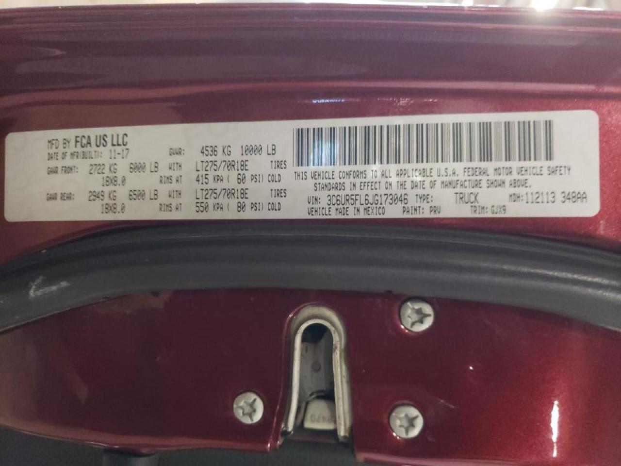 3C6UR5FL6JG173046 2018 Ram 2500 Laramie