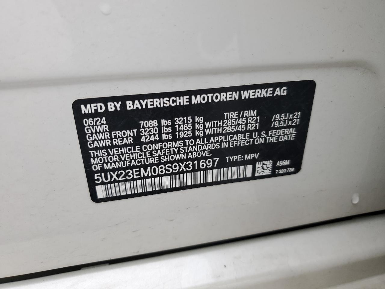 2025 BMW X7 xDrive40I VIN: 5UX23EM08S9X31697 Lot: 56711465