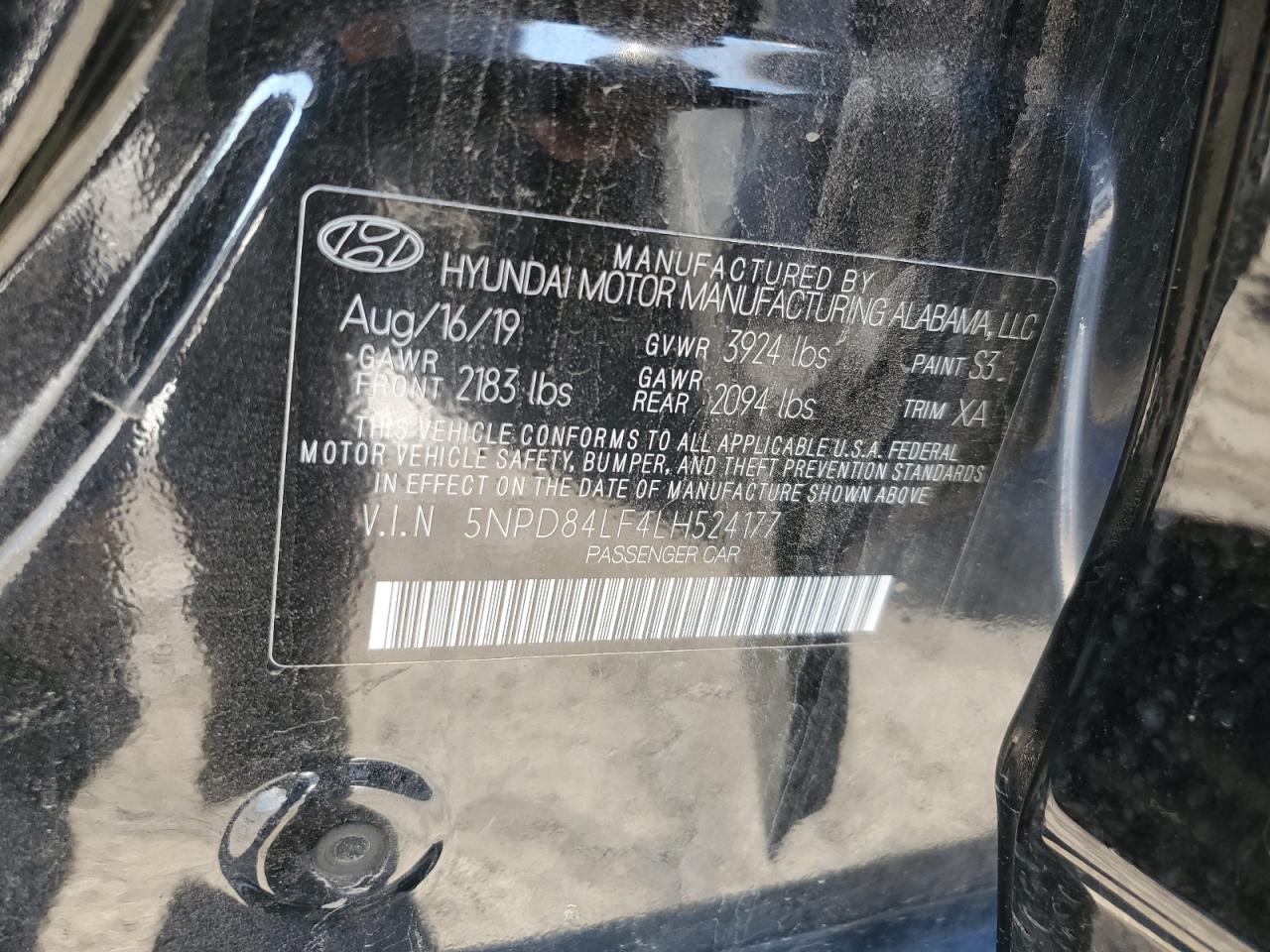 2020 Hyundai Elantra Sel VIN: 5NPD84LF4LH524177 Lot: 56481695