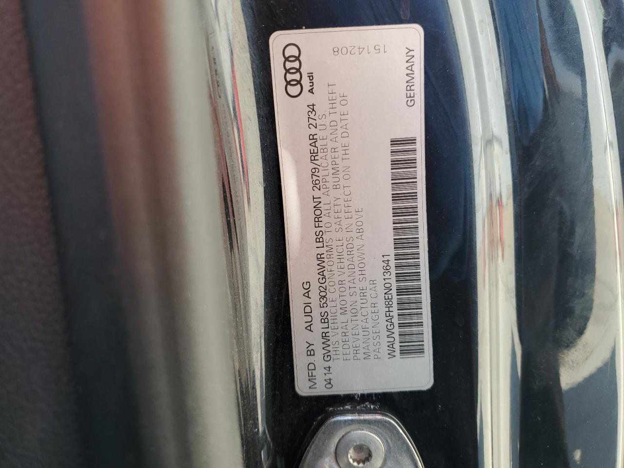 2014 Audi S5 Prestige VIN: WAUVGAFH8EN013641 Lot: 56071235