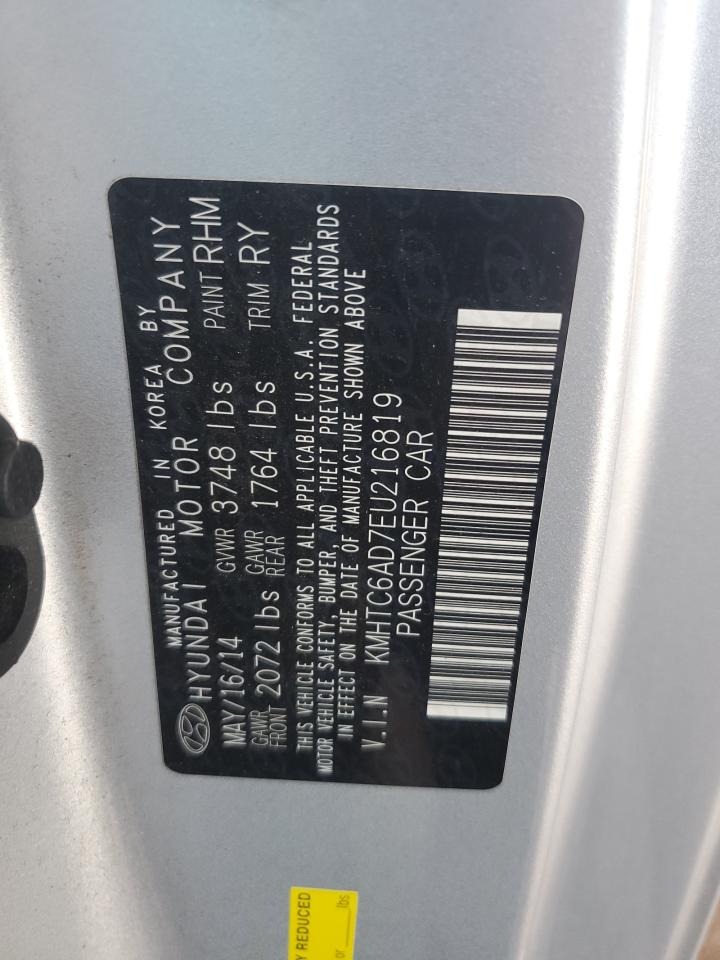 2014 Hyundai Veloster VIN: KMHTC6AD7EU216819 Lot: 57135335