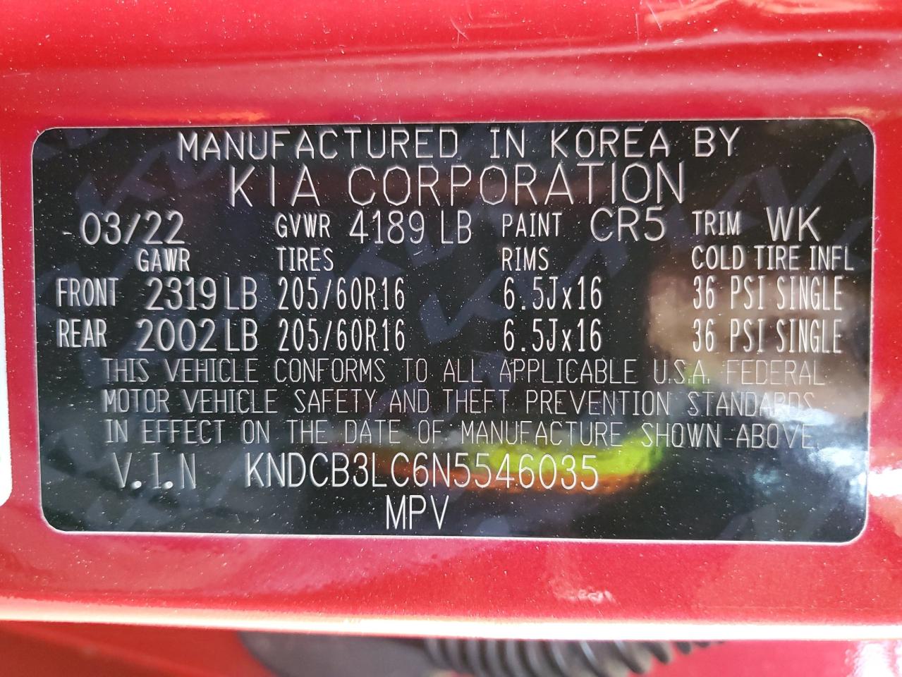 2022 Kia Niro Lx VIN: KNDCB3LC6N5546035 Lot: 56922945