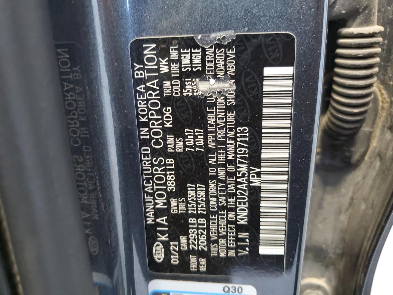2021 Kia Seltos S VIN: KNDEU2AA5M7197113 Lot: 56652085