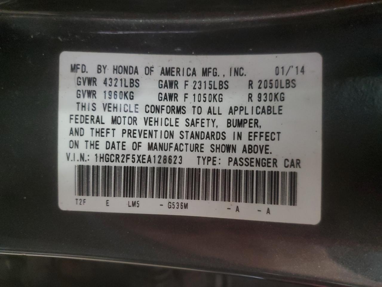 2014 Honda Accord Sport VIN: 1HGCR2F5XEA128623 Lot: 56171145