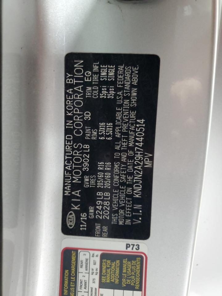 KIA SOUL 2017 VIN KNDJN2A29H7440514 zdjęcie 13