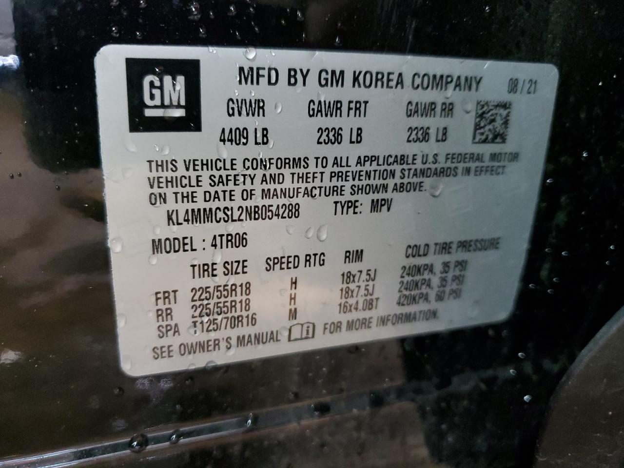 2022 Buick Encore Gx Preferred VIN: KL4MMCSL2NB054288 Lot: 55730575