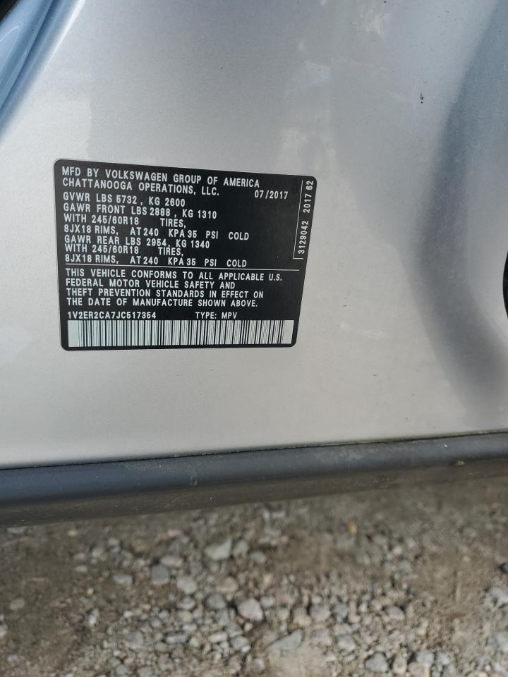 2018 Volkswagen Atlas Sel VIN: 1V2ER2CA7JC517354 Lot: 57041865