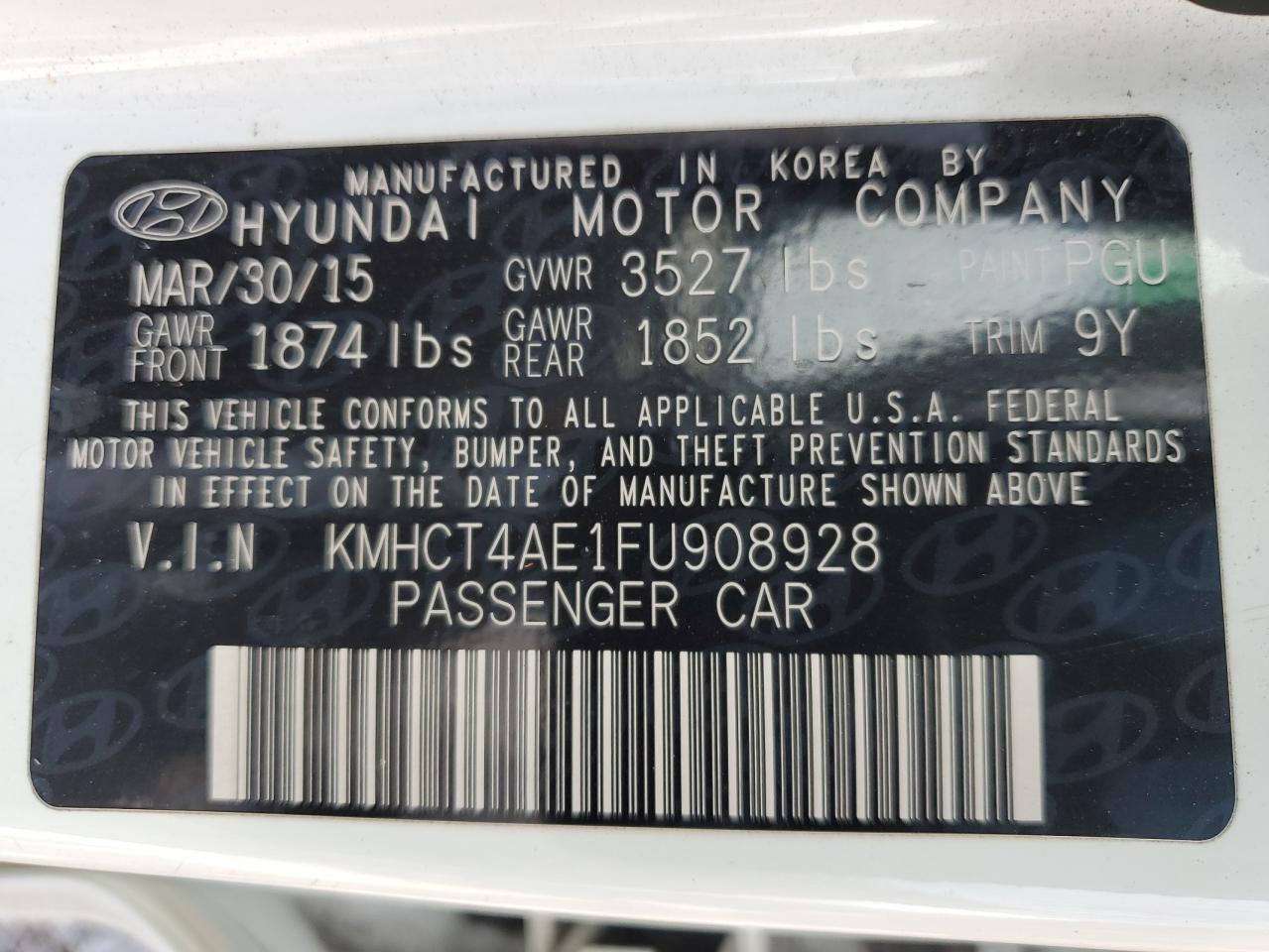 2015 Hyundai Accent Gls VIN: KMHCT4AE1FU908928 Lot: 56795715