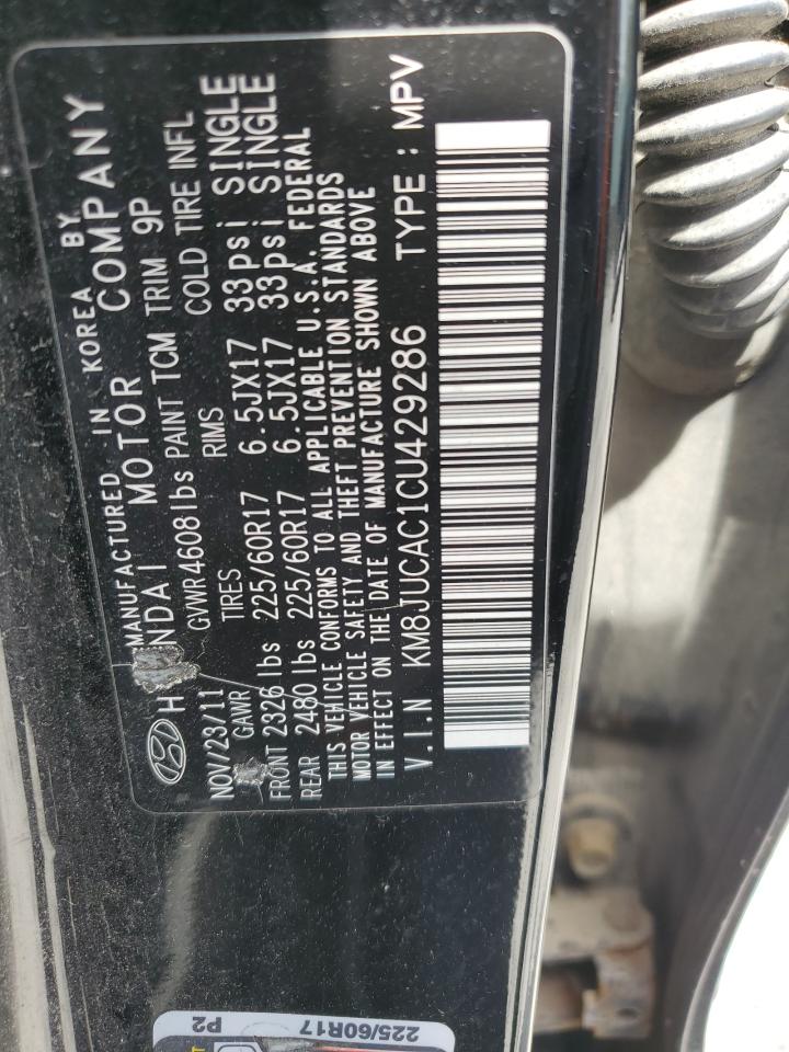 2012 Hyundai Tucson Gls VIN: KM8JUCAC1CU429286 Lot: 56818165