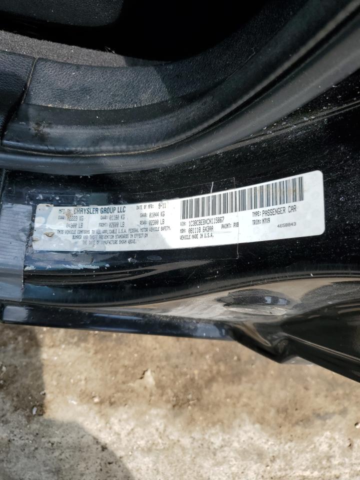 2012 Chrysler 200 Touring VIN: 1C3BCBEBXCN115867 Lot: 56964135