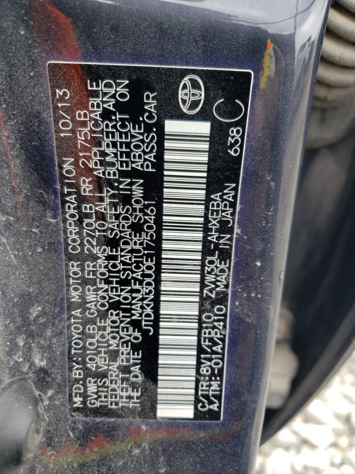 2014 Toyota Prius VIN: JTDKN3DU0E1750461 Lot: 56208835