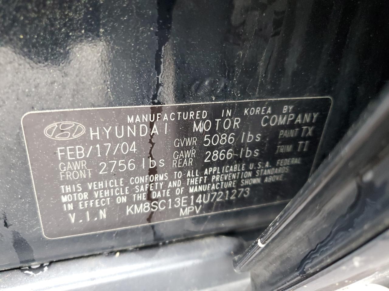 2004 Hyundai Santa Fe Gls VIN: KM8SC13E14U721273 Lot: 56374925