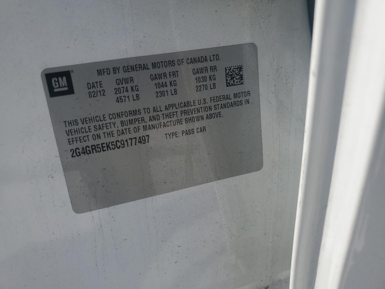 2012 Buick Regal VIN: 2G4GR5EK5C9177497 Lot: 56626695