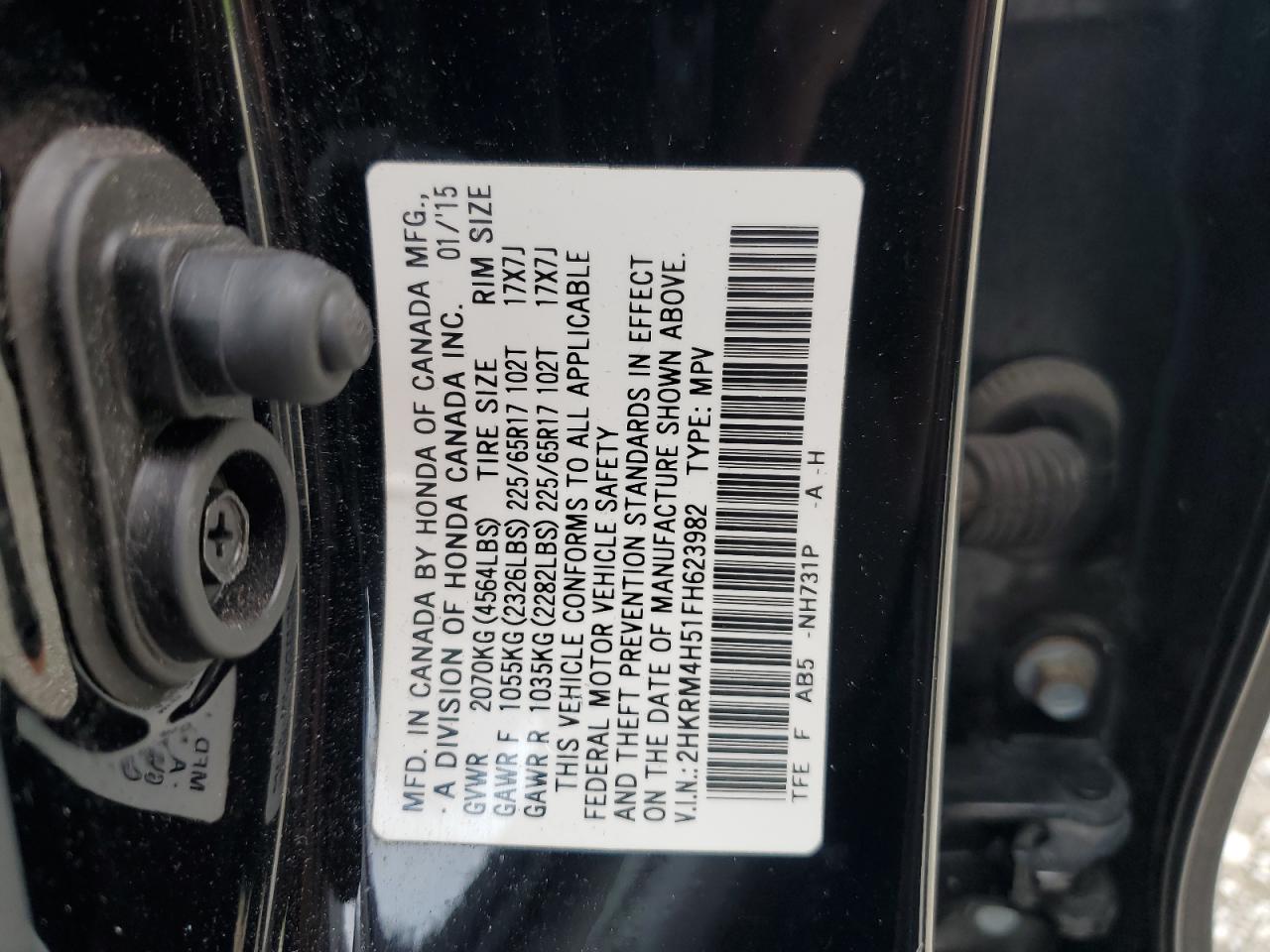 2015 Honda Cr-V Ex VIN: 2HKRM4H51FH623982 Lot: 56740775