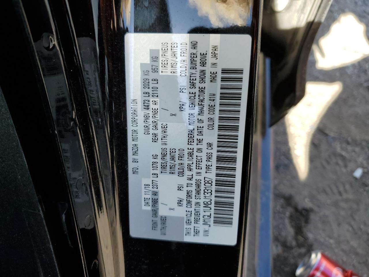2018 Mazda 6 Sport VIN: JM1GL1UM8J1331087 Lot: 56598085