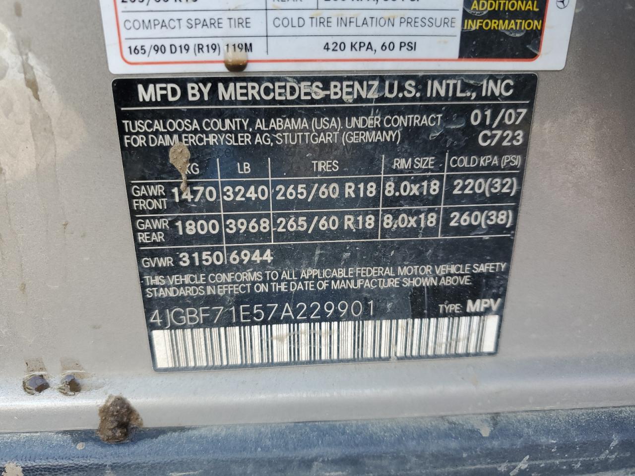 2007 Mercedes-Benz Gl 450 4Matic VIN: 4JGBF71E57A229901 Lot: 56254955