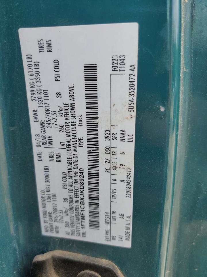 2018 Ford F150 VIN: 1FTMF1CBXJKD89240 Lot: 55745655