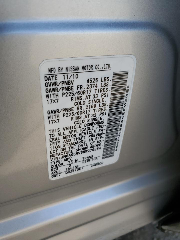 2011 Nissan Rogue S VIN: JN8AS5MV6BW279864 Lot: 56720165